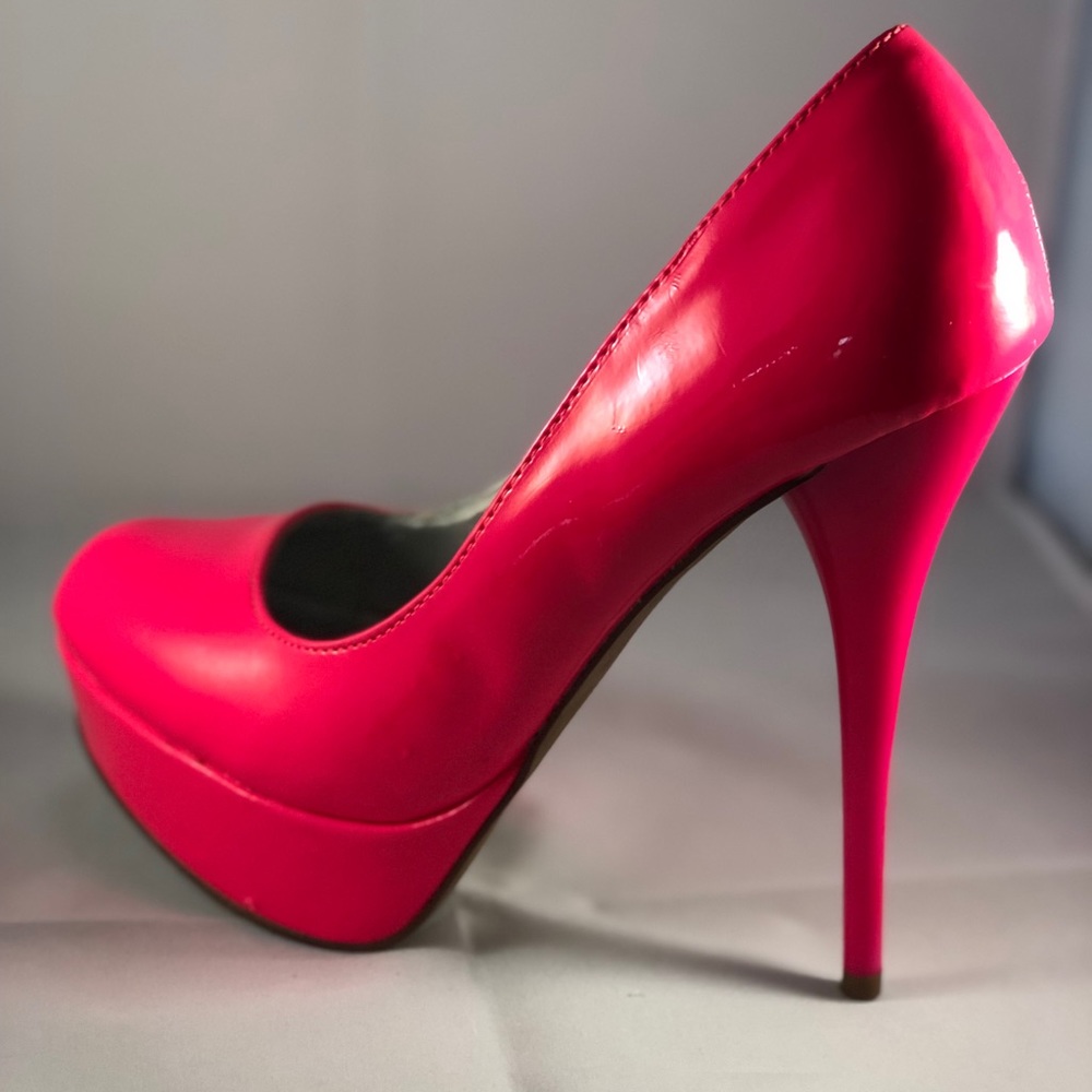 Qupid Neon Pink Platform Pumps